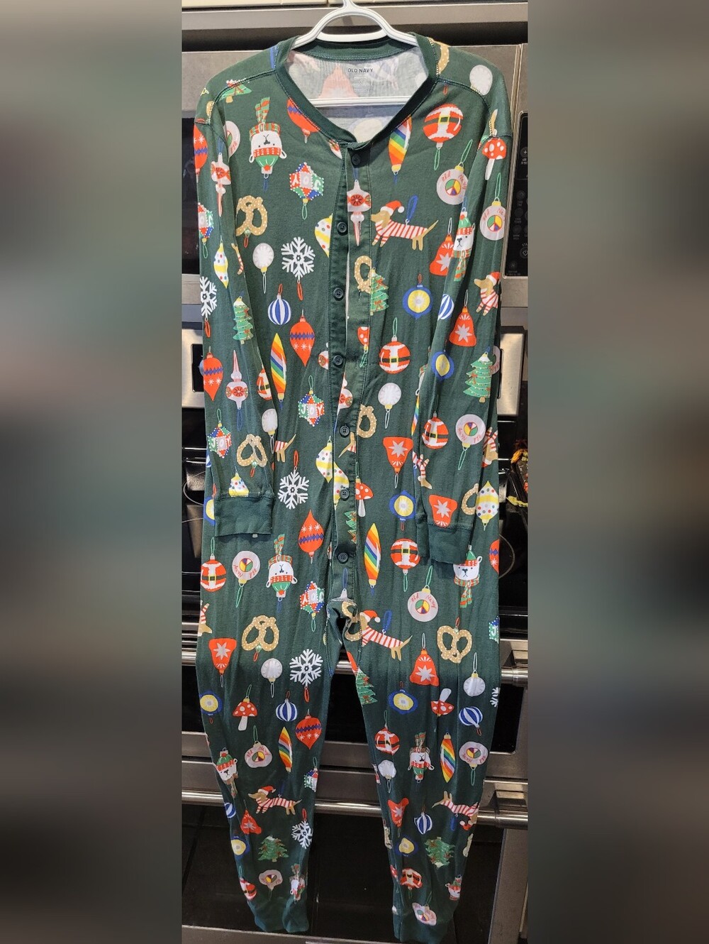 Old Navy Green Holiday Ornament Men's One-Piece Pajamas
